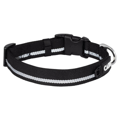 CAIRD Journey Light Adjustable Dog Collar Reflective Nylon Padded Neoprene (Black)