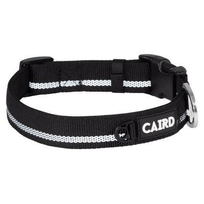 CAIRD Journey Light Adjustable Dog Collar Reflective Nylon Padded Neoprene (Black)