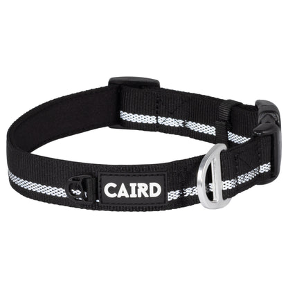 CAIRD Journey Light Adjustable Dog Collar Reflective Nylon Padded Neoprene (Black)