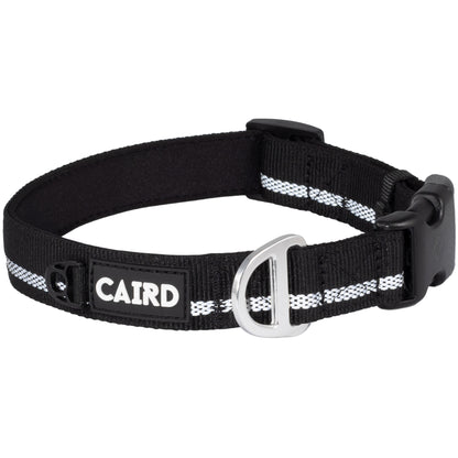 CAIRD Journey Light Adjustable Dog Collar Reflective Nylon Padded Neoprene (Black)
