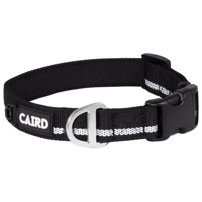 CAIRD Journey Light Adjustable Dog Collar Reflective Nylon Padded Neoprene (Black)
