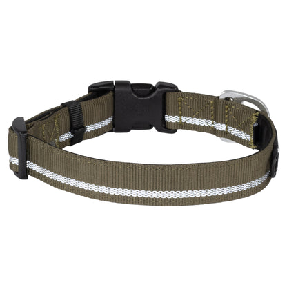 CAIRD Journey Light Adjustable Dog Collar Reflective Nylon Padded Neoprene (Khaki)