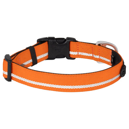 CAIRD Journey Light Adjustable Dog Collar Reflective Nylon Padded Neoprene (Orange)