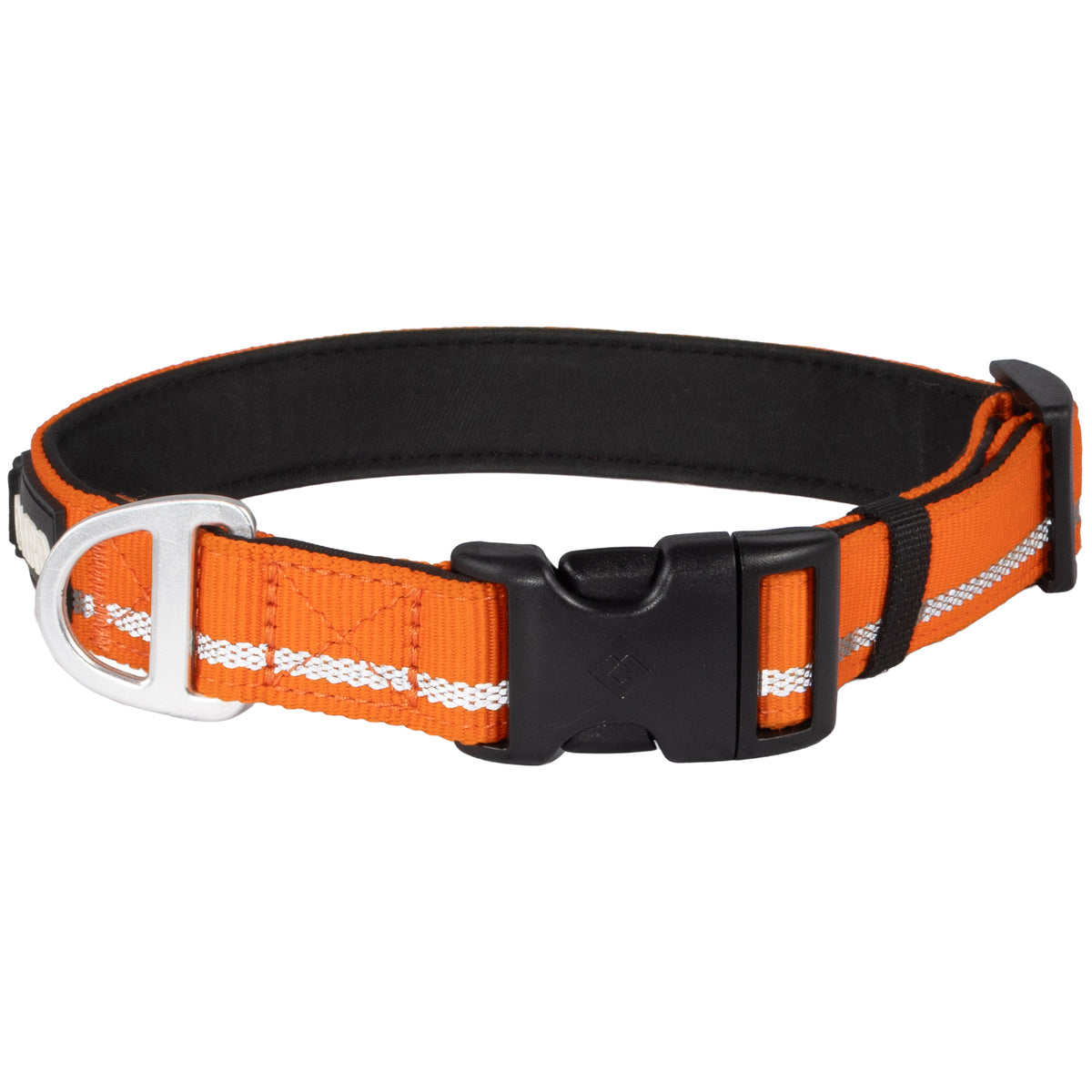 CAIRD Journey Light Adjustable Dog Collar Reflective Nylon Padded Neoprene (Orange)