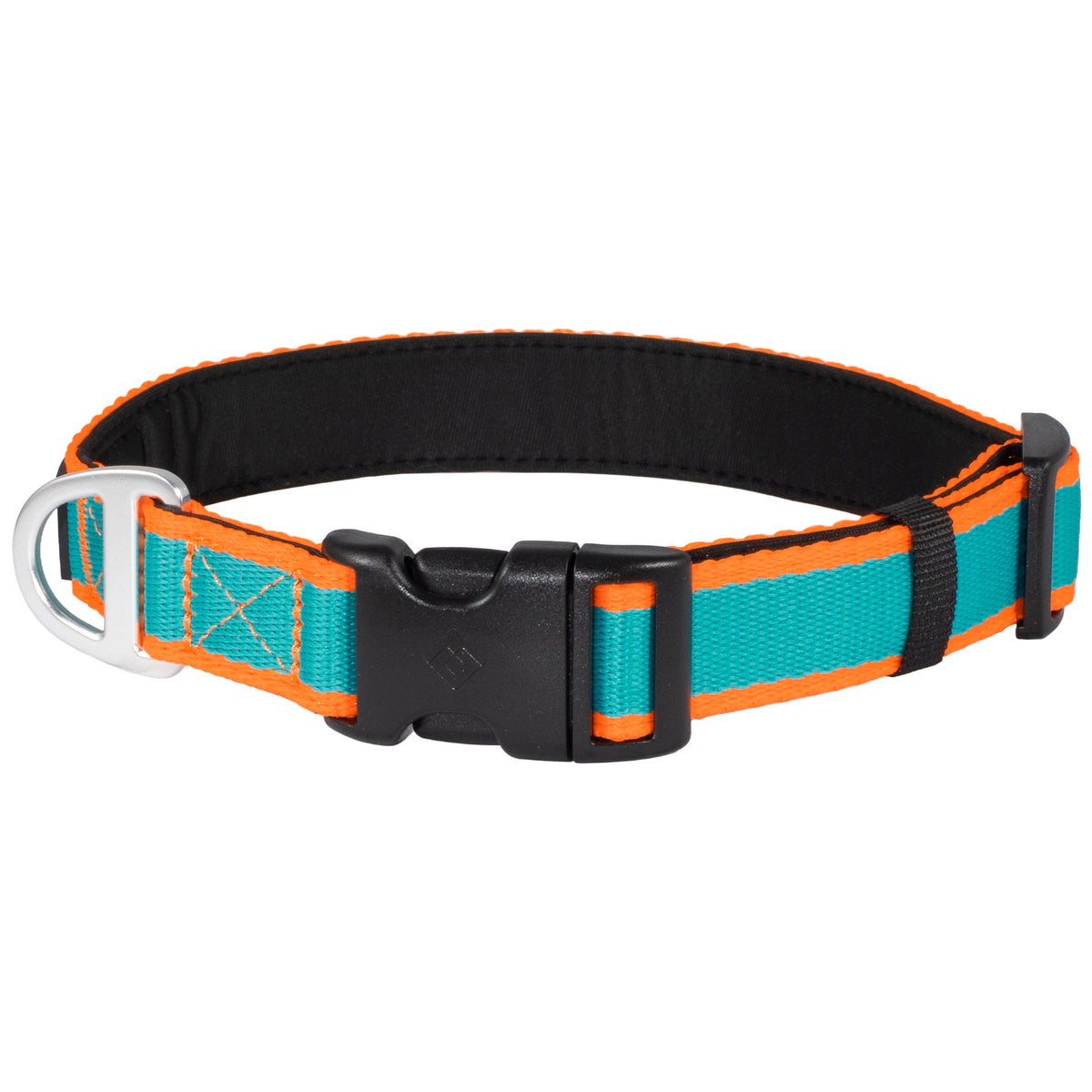 CAIRD Journey Light Dog Collar Nylon Padded Neoprene (Aqua & Orange)