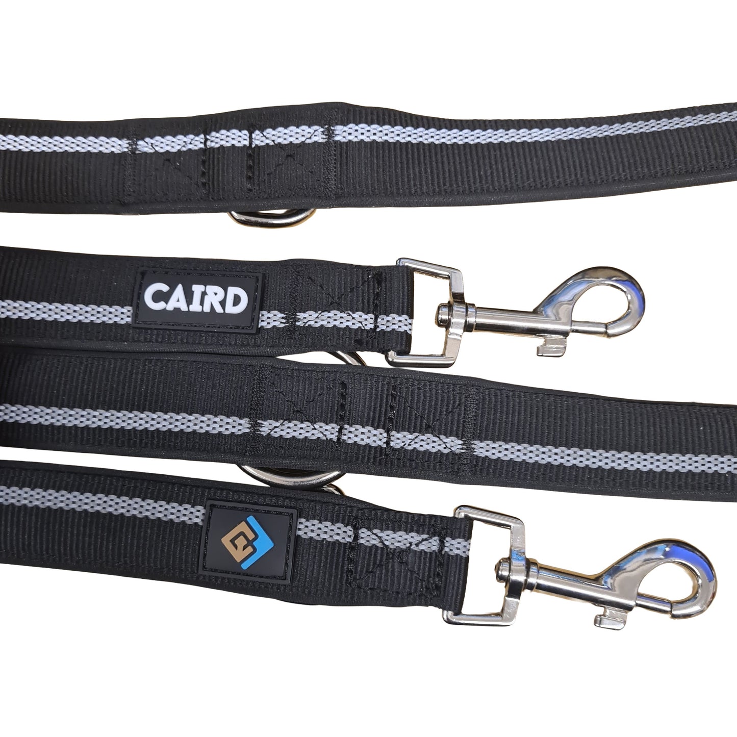 CAIRD Double Ended Dog Training Lead 2m Adjustable Multi-Point Control Reflective (Black)