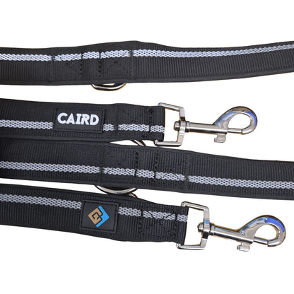 CAIRD Double Ended Dog Training Lead 2m Adjustable Multi-Point Control Reflective (Black)