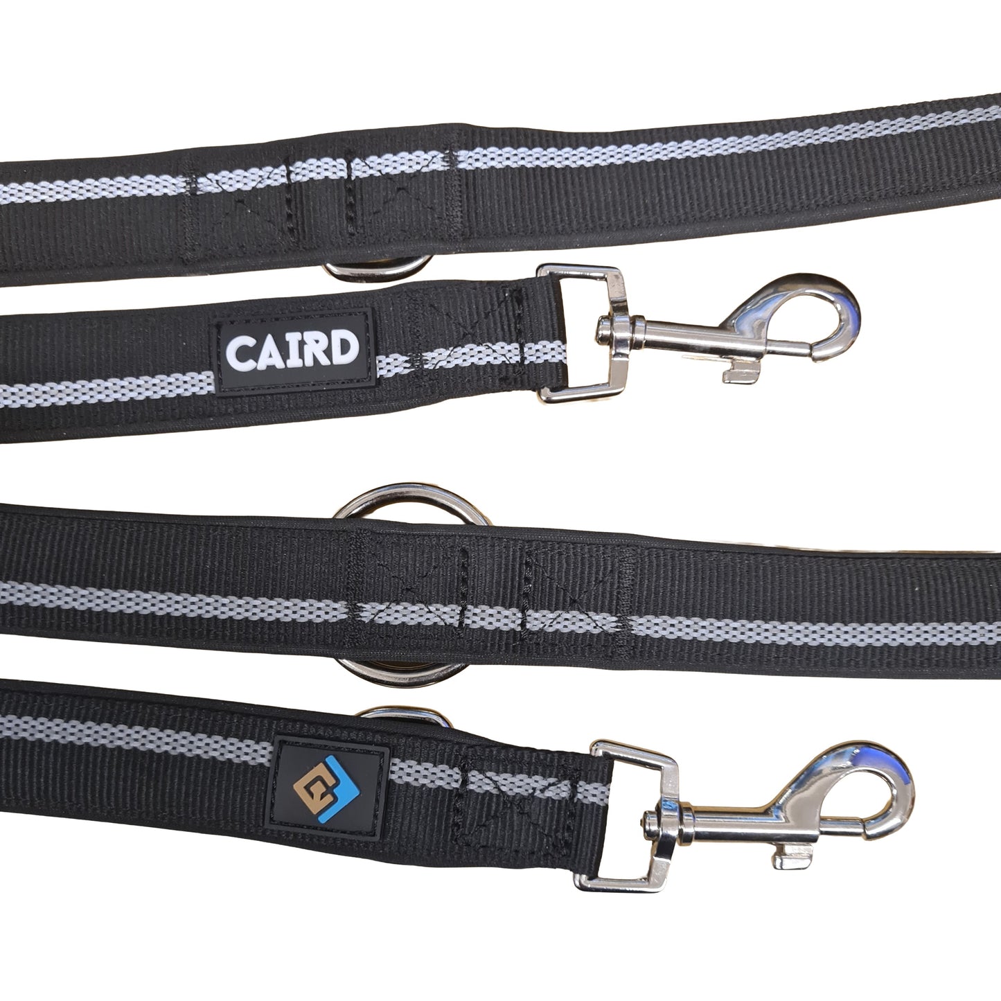 CAIRD Double Ended Dog Training Lead 2m Adjustable Multi-Point Control Reflective (Black)