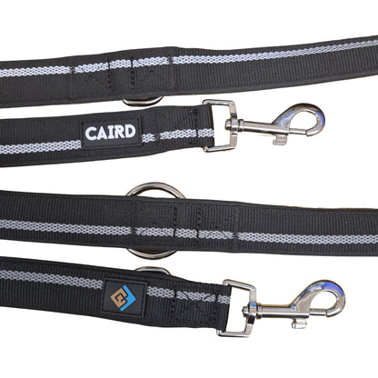 CAIRD Double Ended Dog Training Lead 2m Adjustable Multi-Point Control Reflective (Black)