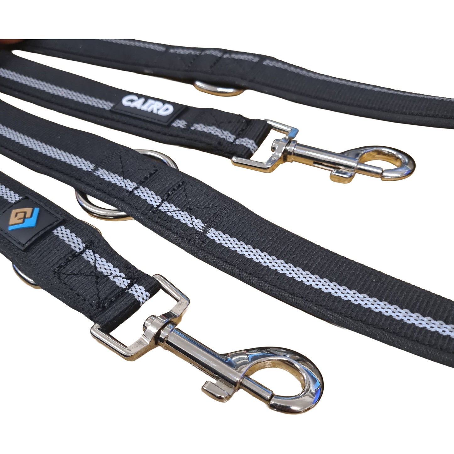 CAIRD Double Ended Dog Training Lead 2m Adjustable Multi-Point Control Reflective (Black)