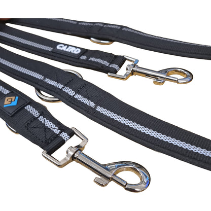 CAIRD Double Ended Dog Training Lead 2m Adjustable Multi-Point Control Reflective (Black)