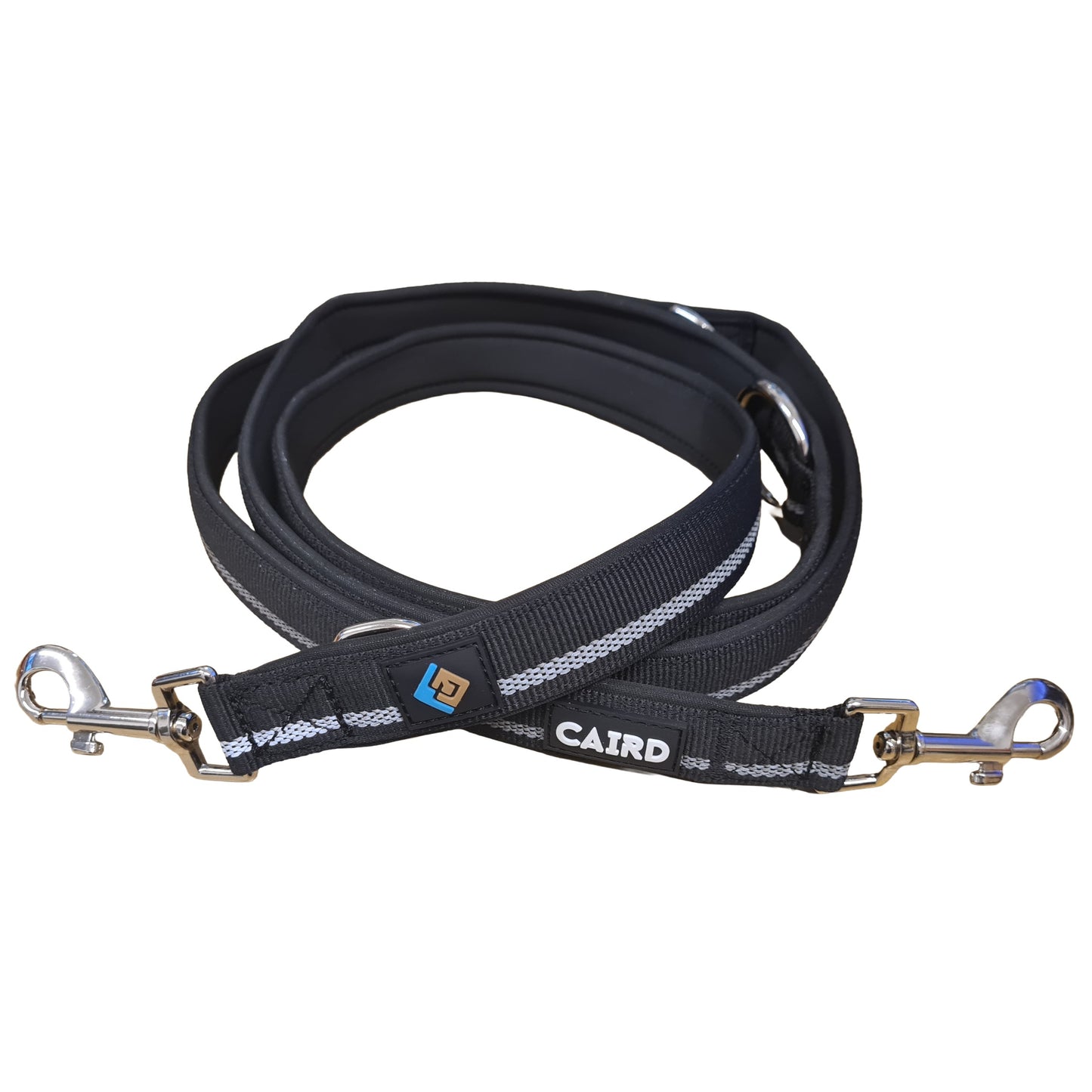 CAIRD Double Ended Dog Training Lead 2m Adjustable Multi-Point Control Reflective (Black)