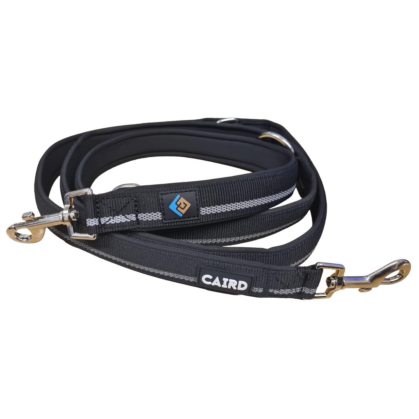 CAIRD Double Ended Dog Training Lead 2m Adjustable Multi-Point Control Reflective (Black)