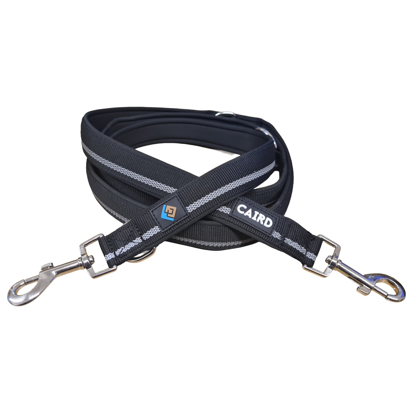 CAIRD Double Ended Dog Training Lead 2m Adjustable Multi-Point Control Reflective (Black)