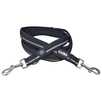 CAIRD Double Ended Dog Training Lead 2m Adjustable Multi-Point Control Reflective (Black)