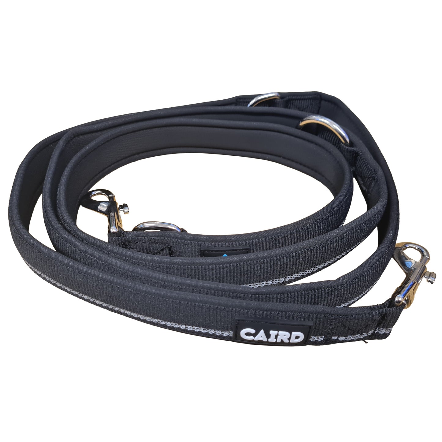 CAIRD Double Ended Dog Training Lead 2m Adjustable Multi-Point Control Reflective (Black)
