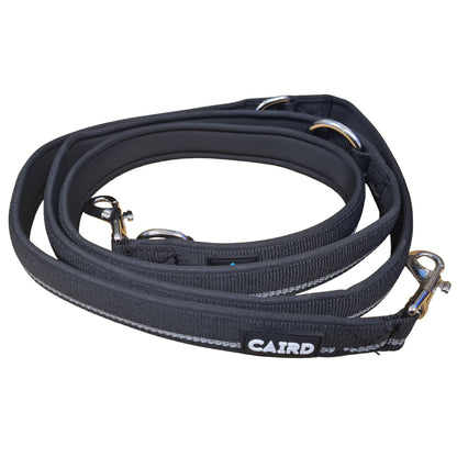 CAIRD Double Ended Dog Training Lead 2m Adjustable Multi-Point Control Reflective (Black)