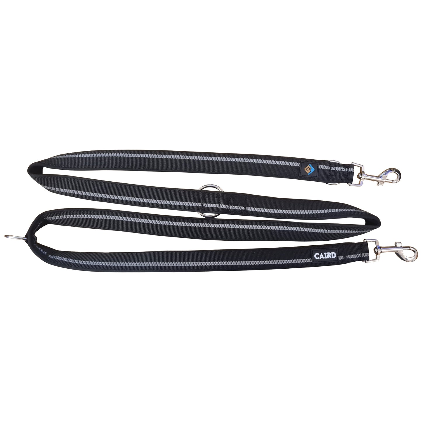 CAIRD Double Ended Dog Training Lead 2m Adjustable Multi-Point Control Reflective (Black)