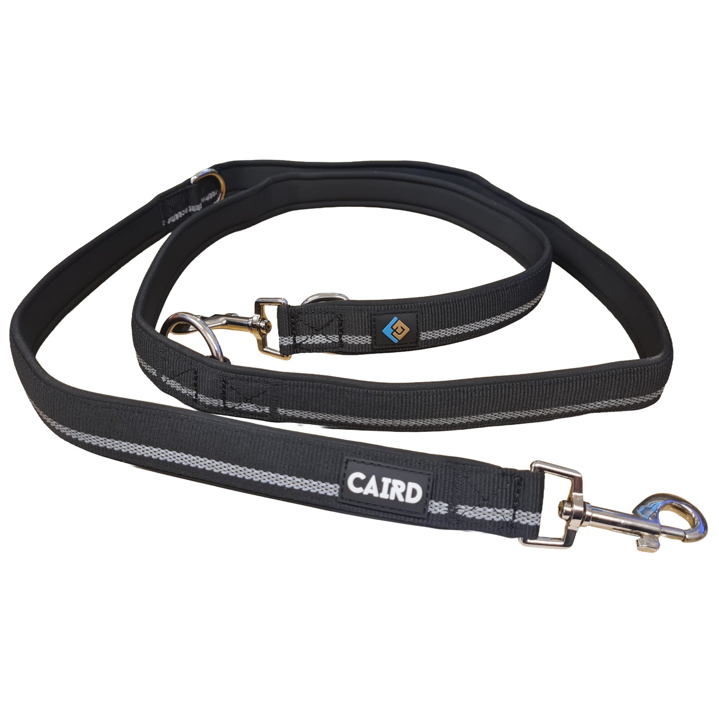 CAIRD Double Ended Dog Training Lead 2m Adjustable Multi-Point Control Reflective (Black)