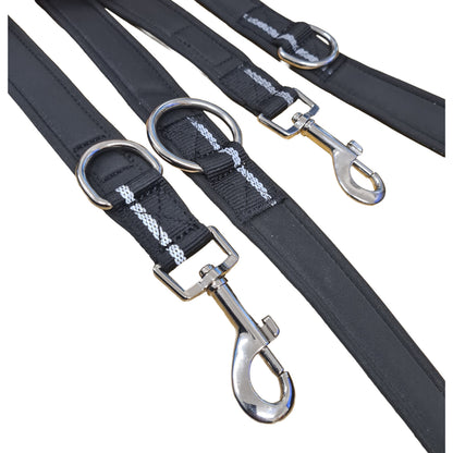 CAIRD Double Ended Dog Training Lead 2m Adjustable Multi-Point Control Reflective (Black)