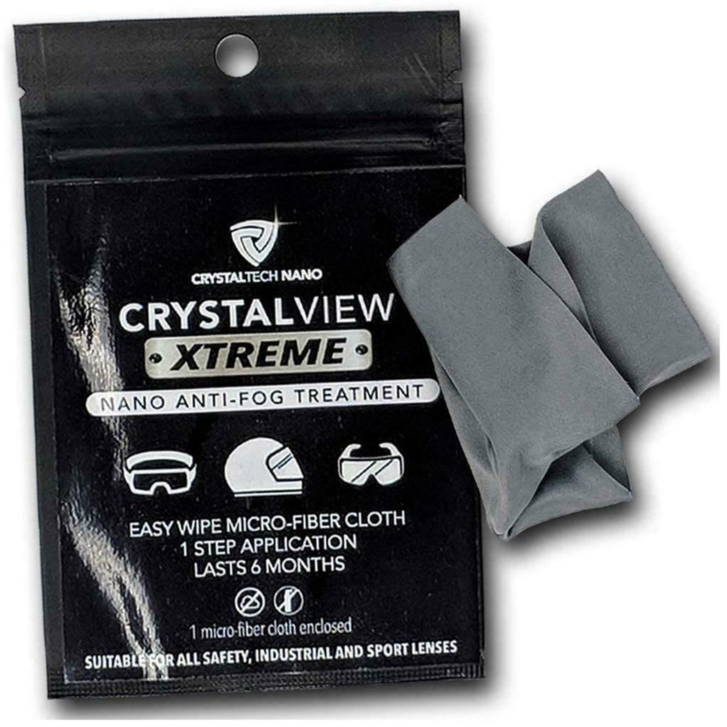 Crystal View Anti Fog Wipe Treatment for Glasses Goggles Masks Visors Reusable