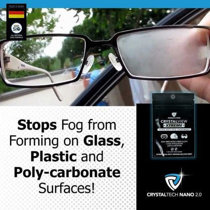 Crystal View Anti Fog Wipe Treatment for Glasses Goggles Masks Visors Reusable