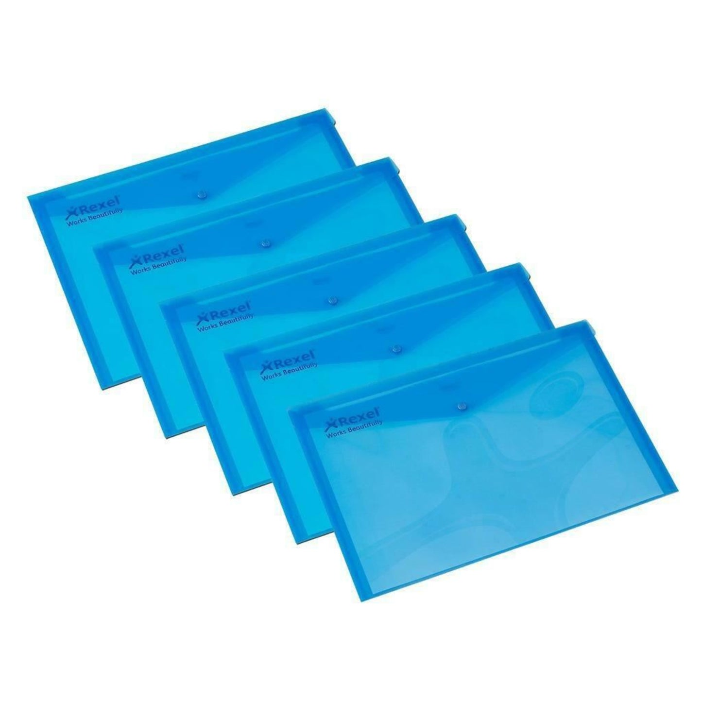 Rexel A3 Document Wallets File Folder Polypropylene Translucent Blue - Pack of 5