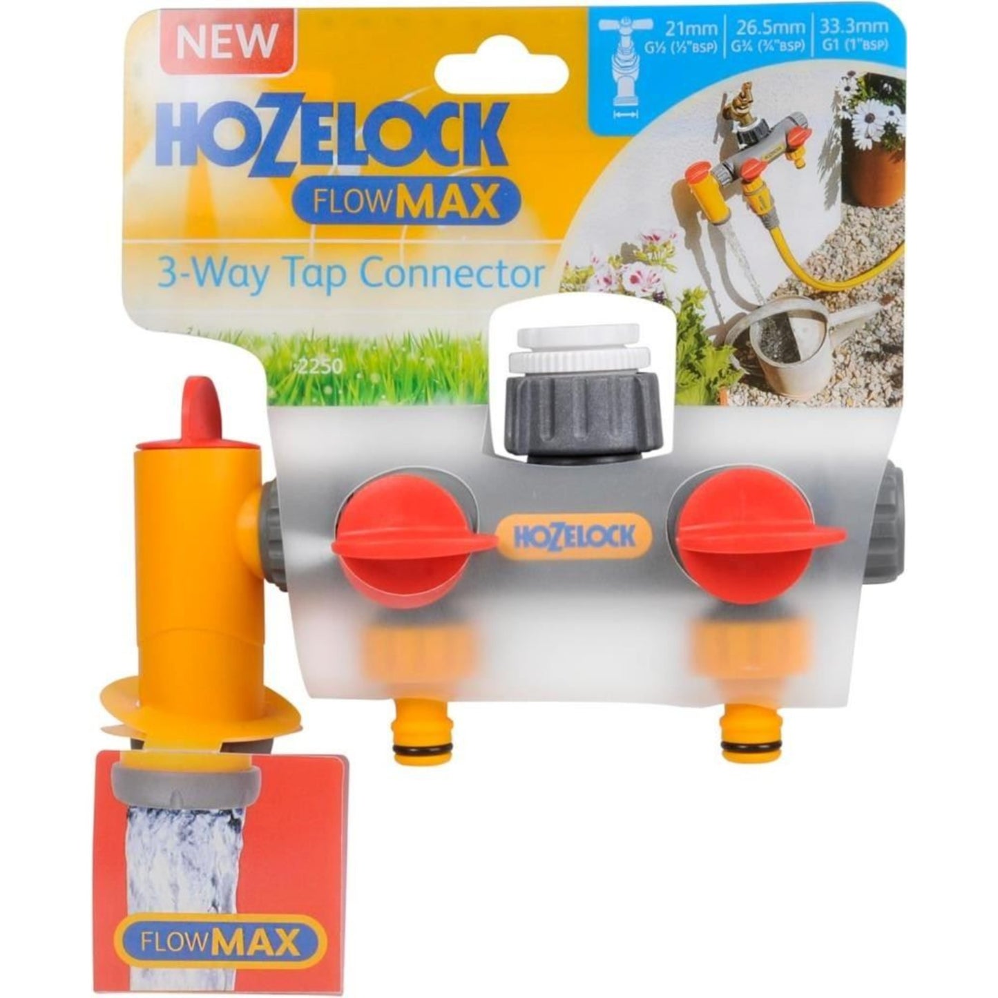 HOZELOCK Multi Tap Connector 3 Way Flowmax Create 3 Circuits on a Single Tap