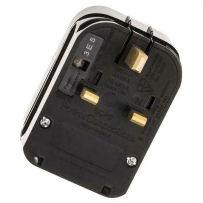 PowerConnect 3A Euro Transformer UK Converter 2 Pin Schuko to UK 3 Pin Plug Screw Lock 3 Pack