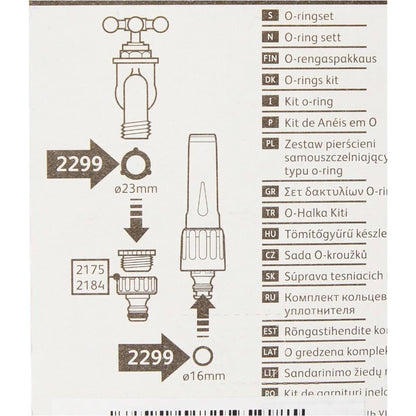 HOZELOCK O Rings and Tap Connector Washers, for Tap Nozzle and Gun 2299