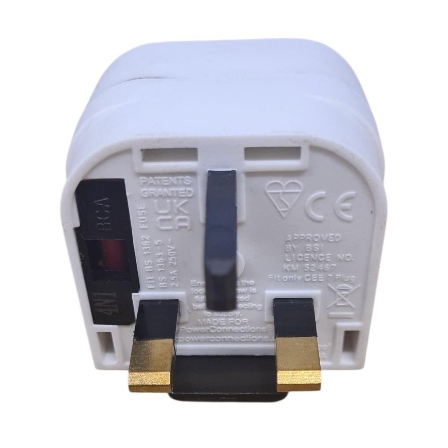 PowerConnect Euro Transformer UK Converter 2 Pin European to UK 3 Pin Plug Screw Lock 3 Pack