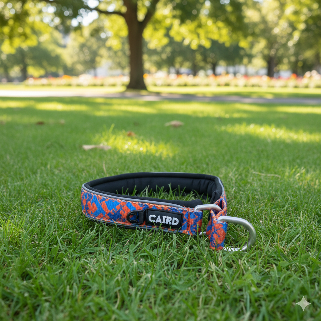CAIRD Training Slip Dog Collar Reflective with Aluminium D-Ring Nylon Padded Neoprene No-Choke