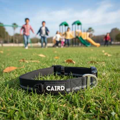CAIRD Journey Light Adjustable Dog Collar Reflective Nylon Padded Neoprene (Black)