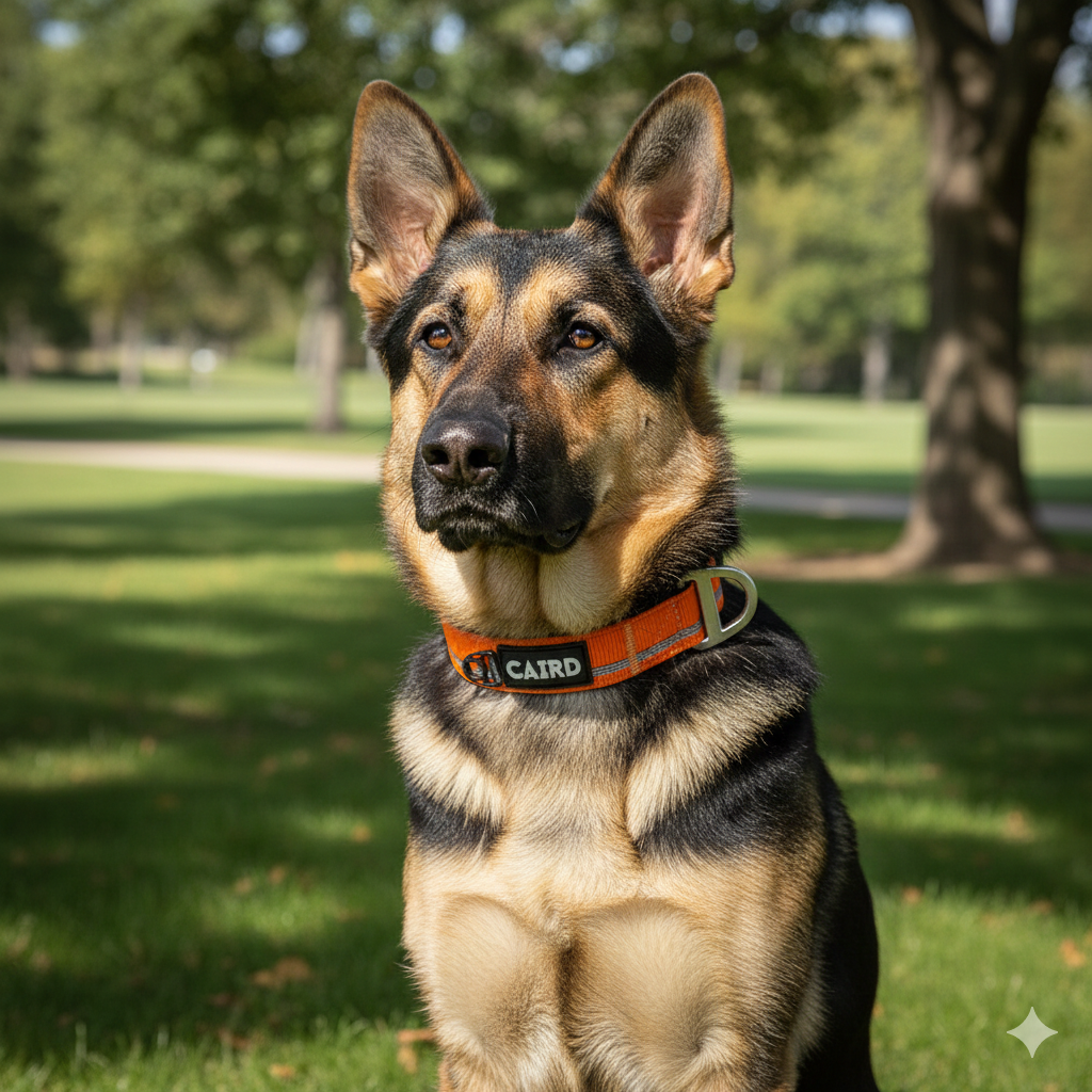 CAIRD Journey Light Adjustable Dog Collar Reflective Nylon Padded Neoprene (Orange)