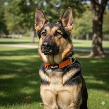CAIRD Journey Light Adjustable Dog Collar Reflective Nylon Padded Neoprene (Orange)