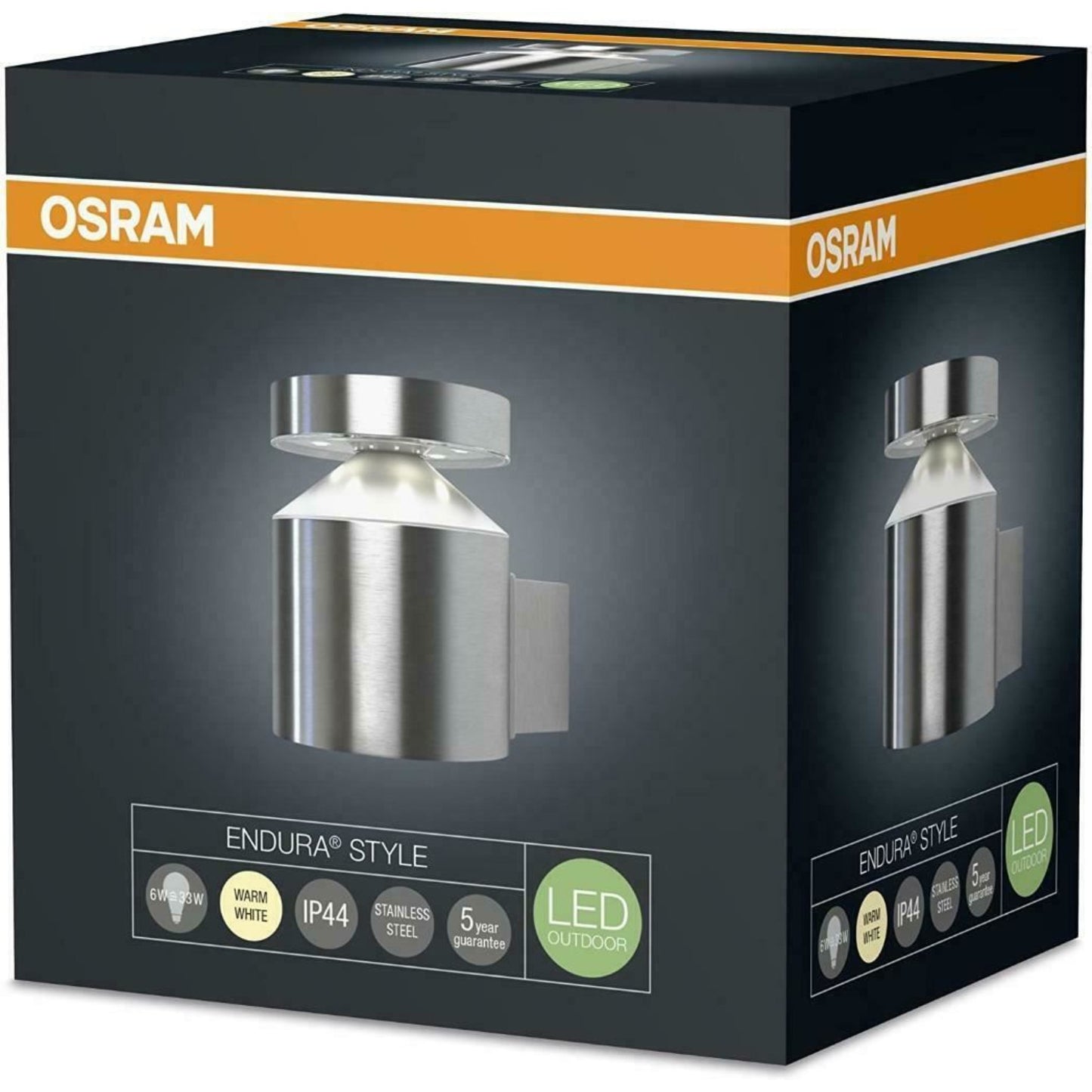 Osram Outdoor LED Wall Light - Cylinder Stainless Steel