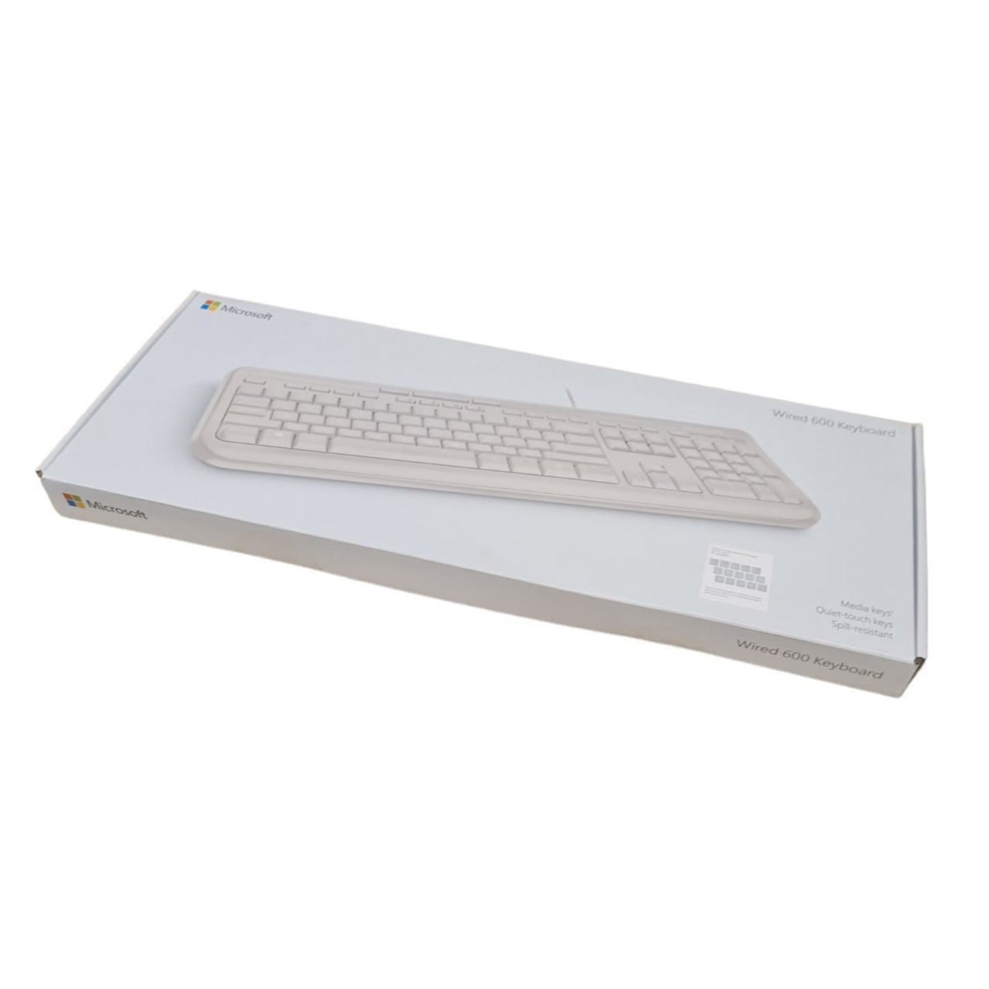 Microsoft Wired USB Keyboard 600 UK QWERTY Layout Spill Resistant White