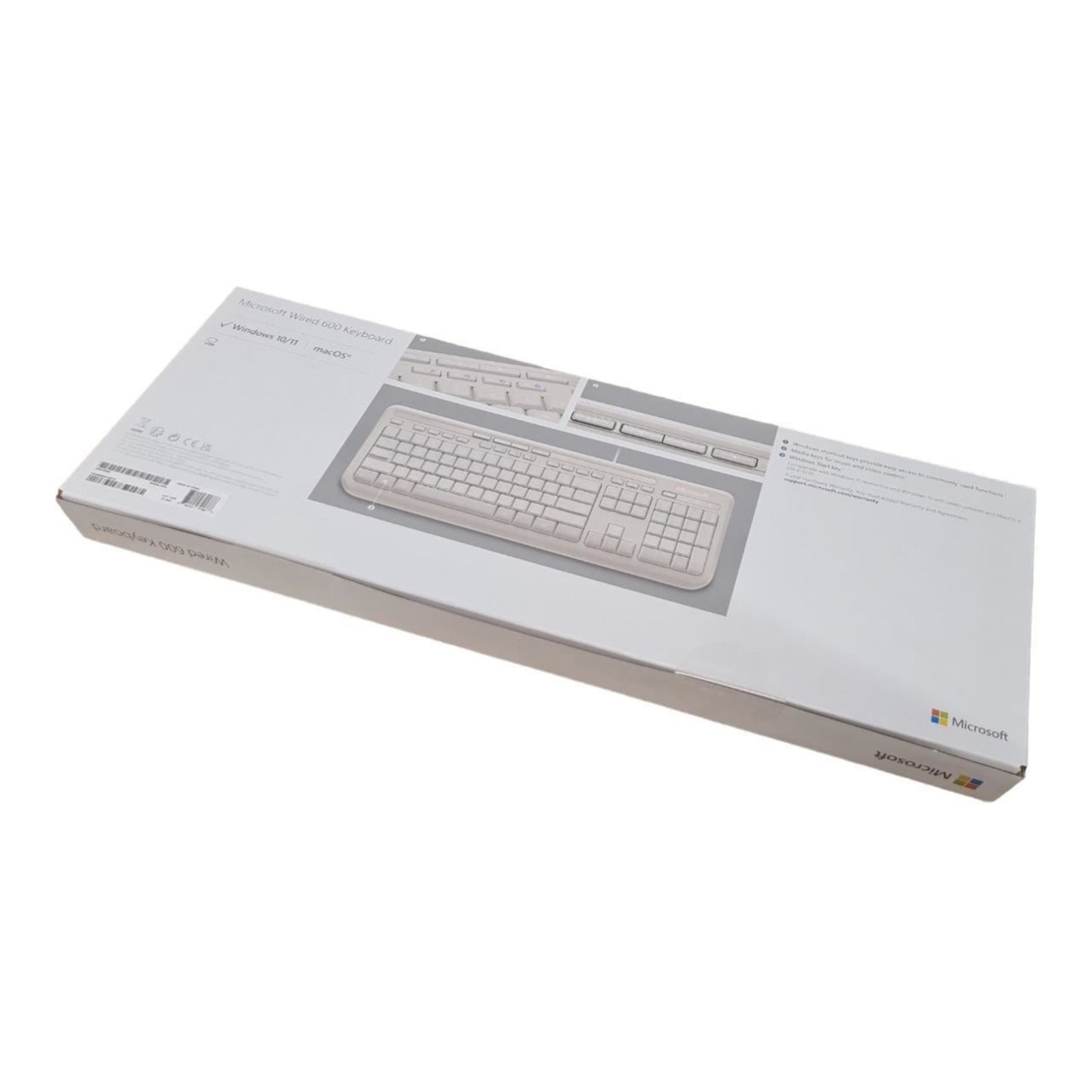 Microsoft Wired USB Keyboard 600 UK QWERTY Layout Spill Resistant White