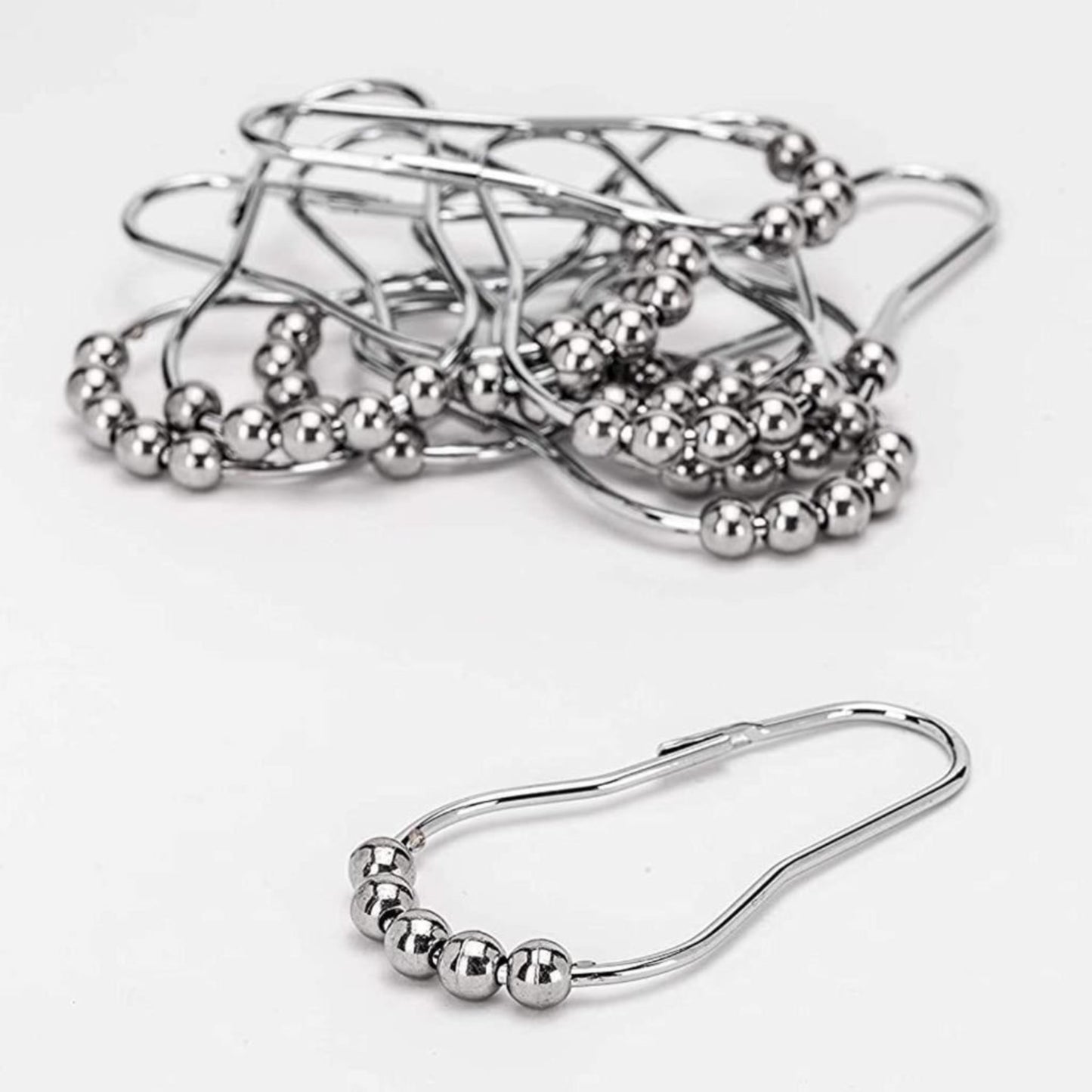 Croydex Set of 12 Shower Curtain Hook Rings Roller Balls Chrome Rust Free