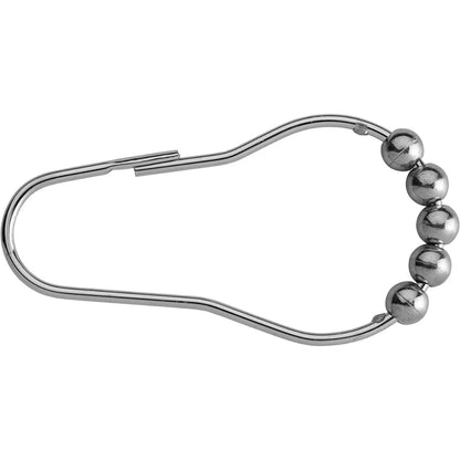 Croydex Set of 12 Shower Curtain Hook Rings Roller Balls Chrome Rust Free