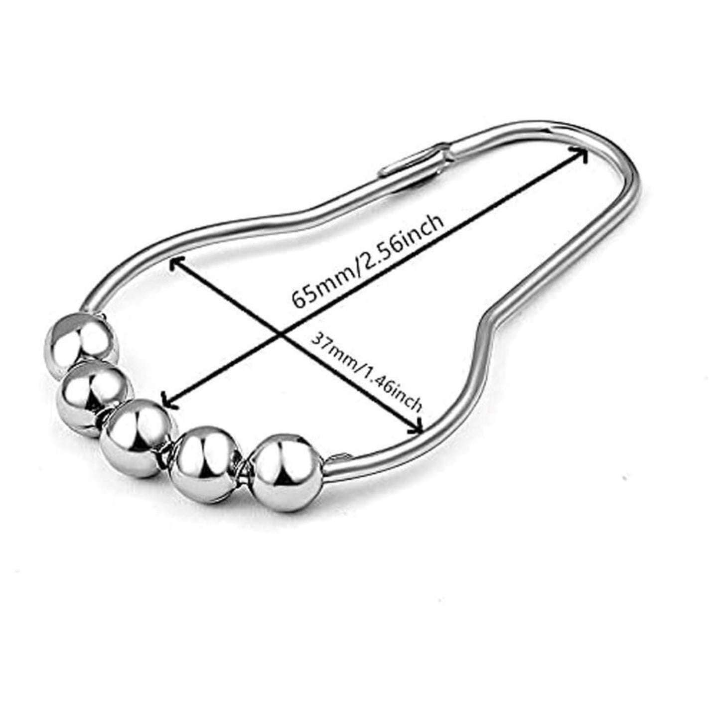 Croydex Set of 12 Shower Curtain Hook Rings Roller Balls Chrome Rust Free