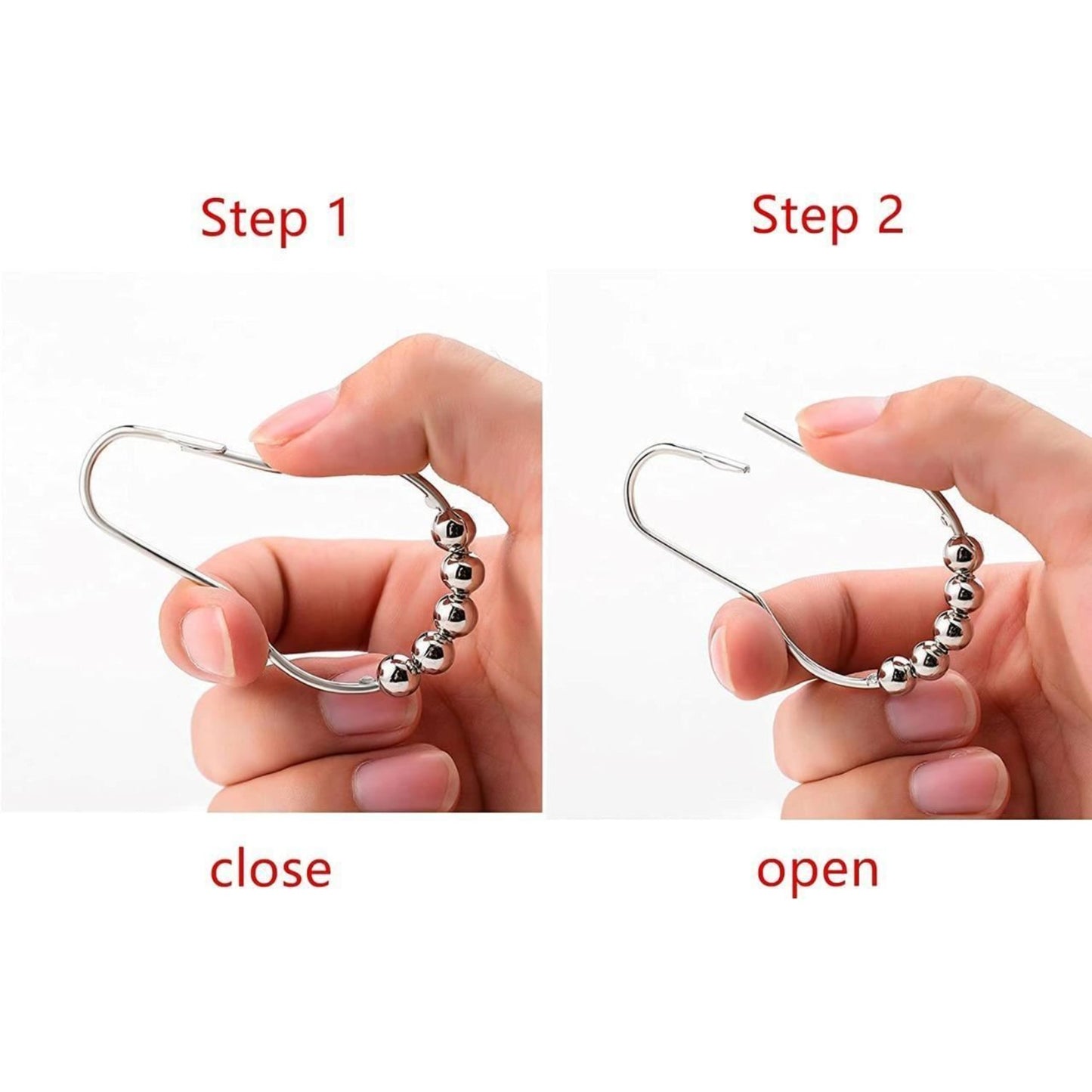 Croydex Set of 12 Shower Curtain Hook Rings Roller Balls Chrome Rust Free