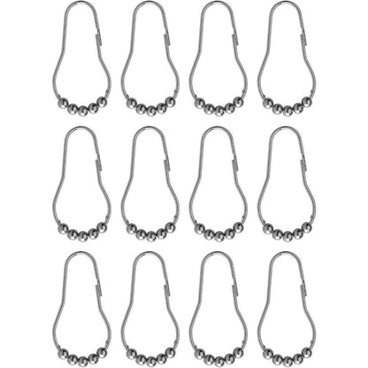 Croydex Set of 12 Shower Curtain Hook Rings Roller Balls Chrome Rust Free