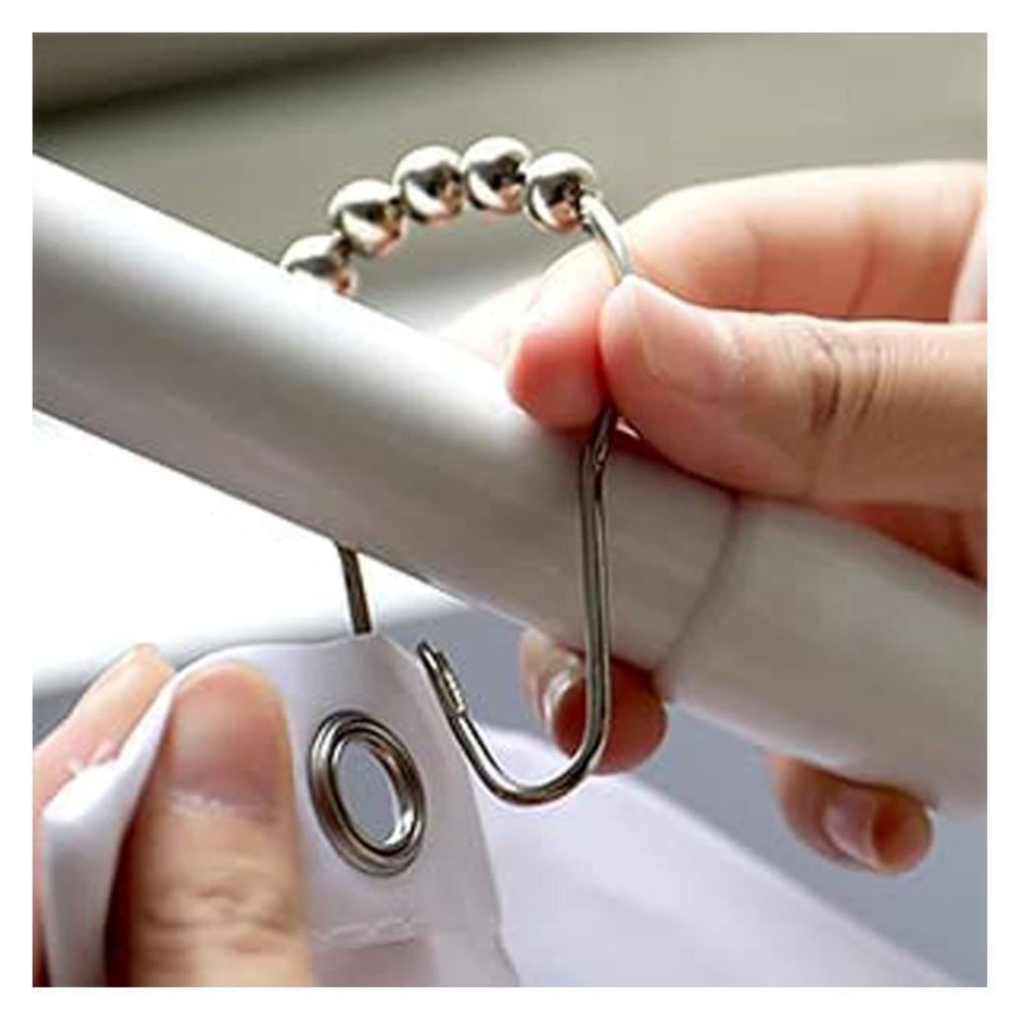 Croydex Set of 12 Shower Curtain Hook Rings Roller Balls Chrome Rust Free