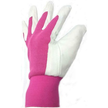 Briers Professional Leather Lady Gardener / Utility Gloves Medium Size 8 - Pink