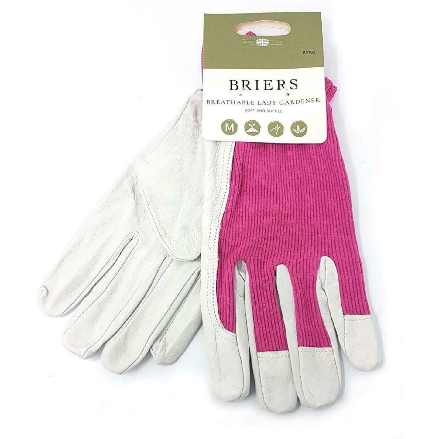 Briers Professional Leather Lady Gardener / Utility Gloves Medium Size 8 - Pink