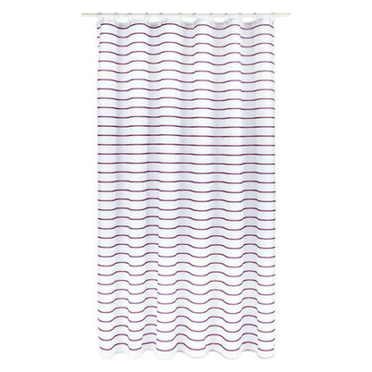 Croydex Plum Pinstripe Textile Shower Curtain with Hygiene 'N' Clean