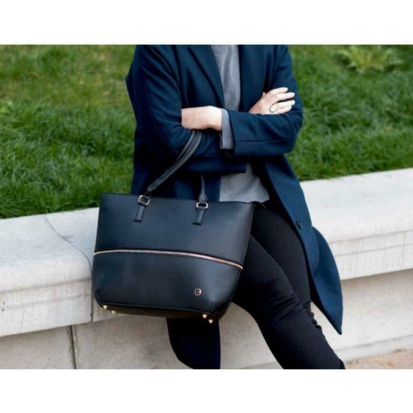 Wenger Handbag Eva Expandable Tote Bag with Removable 13" Laptop Sleeve, Black