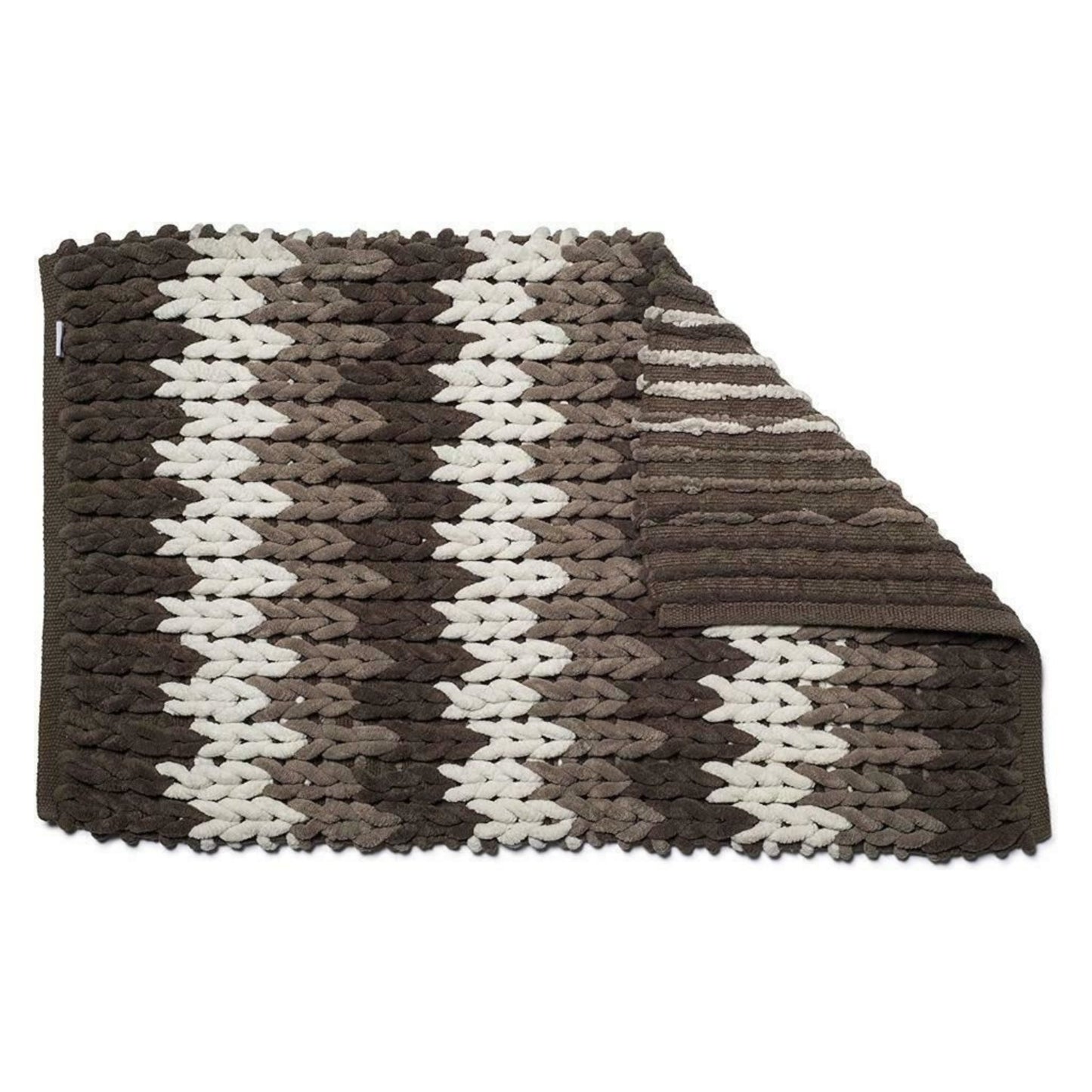 Croydex Bathroom Rug Super Soft Patterned with Slip-Resistant Backing - Coffee