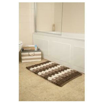 Croydex Bathroom Rug Super Soft Patterned with Slip-Resistant Backing - Coffee